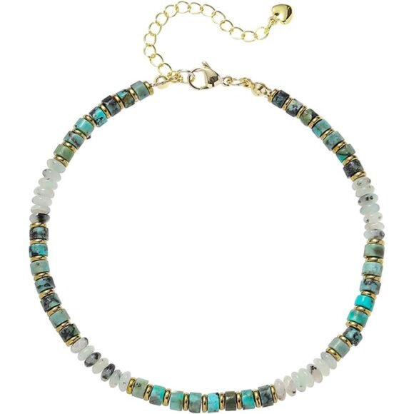 Jewelry - Natural Stone Beaded Anklets for Women Handmade Beach Boho Turquoise